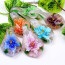Tropfen Anhänger Glas Kunst Blüten bunt Royal Blau