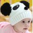 Strick Panda  Kinder Mütze / Beanie schwarz weiß