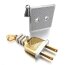 Partnerketten Stecker & Steckdose Silber & Gold 316 L Edelstahl  silber  inkl. Ketten im Etui GRAVUR OPTION