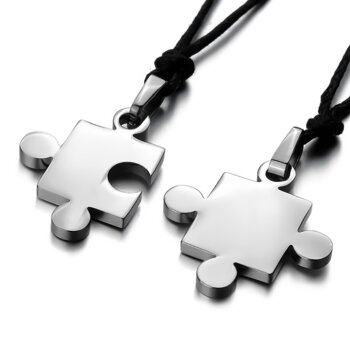 Partnerketten Puzzle  Silber 316 L Edelstahl inkl. Ketten...