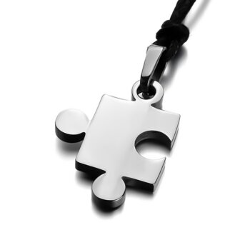 Partnerketten Puzzle  Silber 316 L Edelstahl inkl. Ketten im Etui GRAVUR OPTION