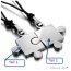 Partnerketten Puzzle  Silber 316 L Edelstahl inkl. Ketten im Etui GRAVUR OPTION