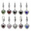 Dangle Bead Herz mit Strass  Tibet Silber - freie Farbwahl -