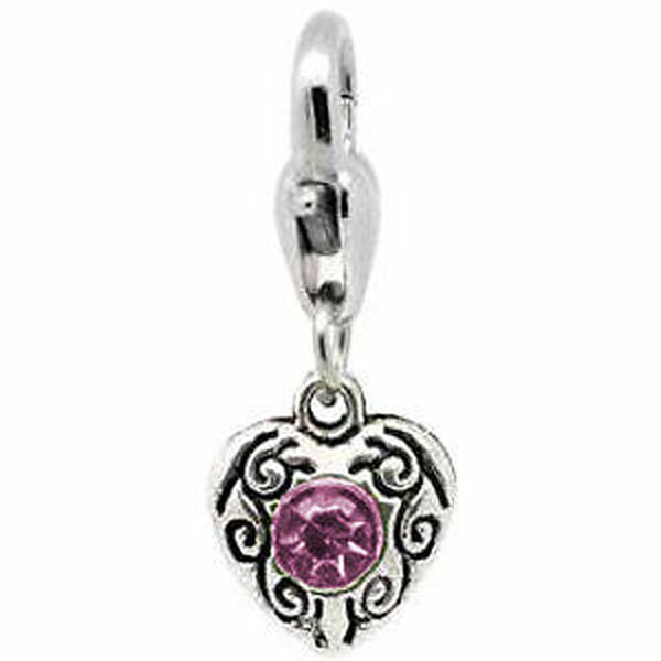 Dangle Bead Herz mit Strass  Tibet Silber - freie Farbwahl - schwarz