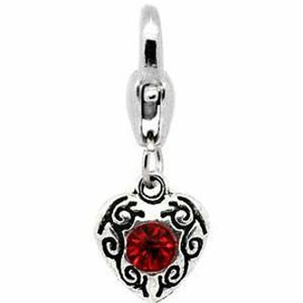 Dangle Bead Herz mit Strass  Tibet Silber - freie Farbwahl - schwarz