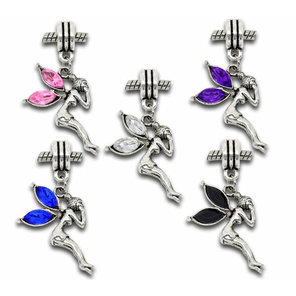 Dangle Bead Elfe mit Strass Tibet Silber - freie Farbwahl - wei