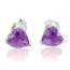 1 Paar Ohr Stecker Herz Amethyst 925 Silber