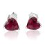 1 Pair of Ear Plugs Heart Rubin 925 silver