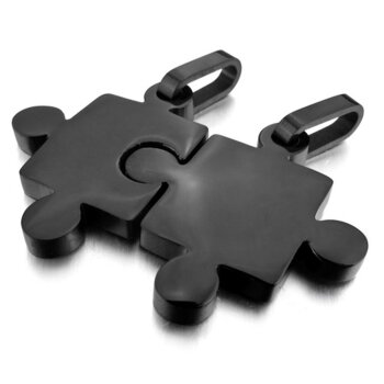 Partnerketten Puzzle  schwarz  Edelstahl inkl. Ketten im...