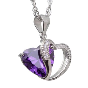 Silver Pendant Amethyst Heart incl. chain