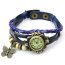 Leder Armbanduhr Schmetterling VINTAGE blau   im Organza Beutel