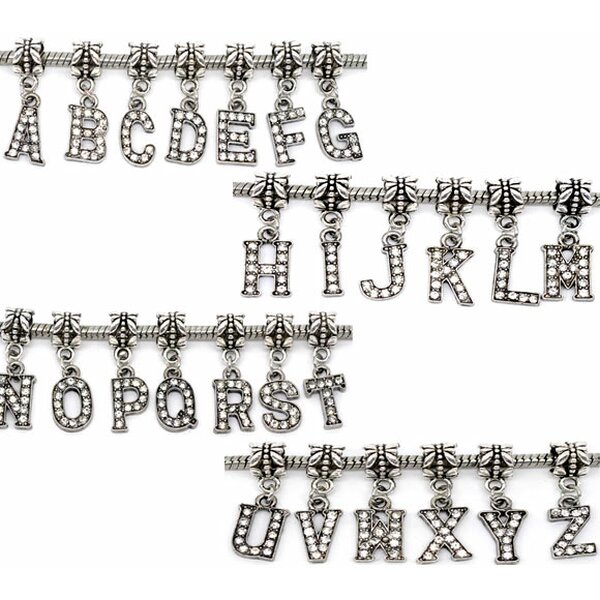 Buchstaben Charm mit Strass  A - Z freie Auswahl  A