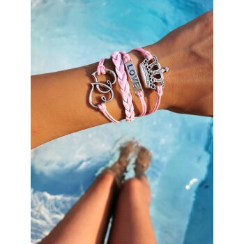 Armband Love & Krone rosa