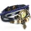 Leder Armbanduhr  VINTAGE  blau  im Organza Beutel