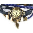 Leder Armbanduhr  VINTAGE  blau  im Organza Beutel