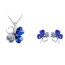 Schmuckset Kleeblatt Collier, Ohr Stecker Royal blau Strass vergoldet