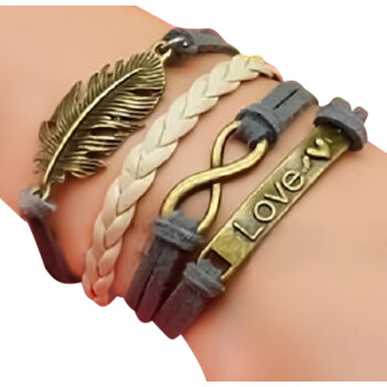 Armband FEDER & Infinity grau beige