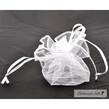 Leder Armbanduhr  Vintage Blatt  weiß  im Organza...
