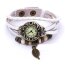 Leder Armbanduhr  Vintage Blatt  weiß  im Organza Beutel