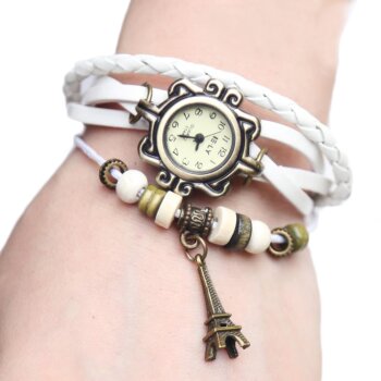 Leder Armbanduhr Eifelturm VINTAGE  weiß  im...