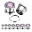 1 Expander / Plug  Zirkonia rosa Strass 316 L  Edelstahl  3  mm - 12 mm