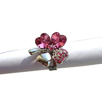 Kleeblatt Ring vergoldet mit Swarovski Elements pink im Etui