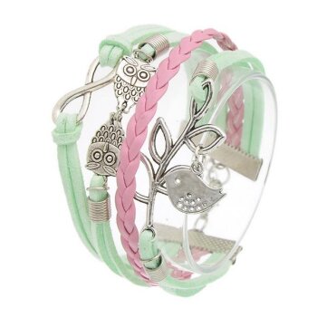 Armband Euly mit Vögelchen mint & rosa