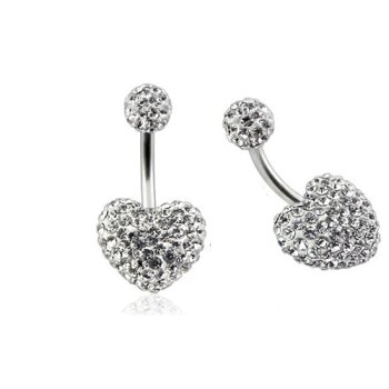 Bauchnabel Piercing  Zirkonia  Herz  316 L  Chirurgen Stahl