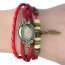 Leder Armbanduhr  VINTAGE  rot  im Organza Beutel
