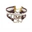 Armband Doppelherz & LOVE Rosé Gold braun weiß