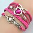 Armband Herz mit Pfeil & Infinity mit Perle pink