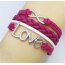 Armband LOVE Infinity hot pink  im Organza Beutel