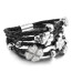 ECHT Lederarmband Glücksklee & Edelstahl Perlen mit Strass schwarz