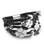 ECHT Lederarmband Glücksklee &  Edelstahl Perlen mit Strass schwarz  im Organza Beutel 18 cm Länge