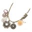 Vintage Blüten Collier Strass Rose  antik Gold im Organza Beutel