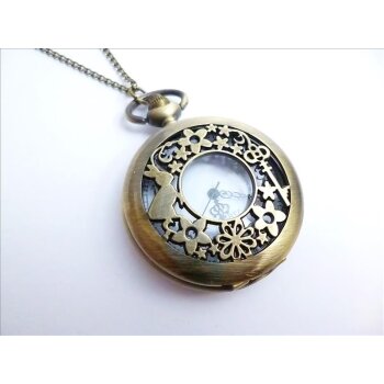 Kette mit vintage Taschenuhr Spring  im Organza Beutel