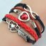 Armband Herz mit Pfeil & Infinity mit Perle schwarz rot