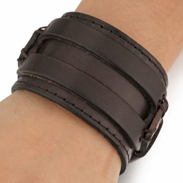 ECHT Lederarmband ROCK  Edition Farbwahl  im Schmuck Beutel Kaffee braun