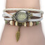 Leder Armbanduhr  VINTAGE  weiß  im Organza Beutel