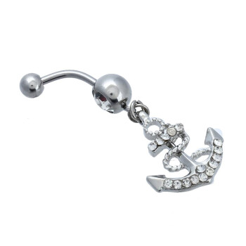 Bauchnabel Piercing Anker mit Strass  316 L  Chirurgen Stahl