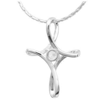 Cross Pendant Infinity White 925 Silber