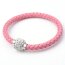 ECHT Lederarmband mit  Edelstahl STRASS  Magnet Verschluss rosa  im Schmuck Beutel