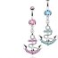 Bauchnabel Piercing Anker mit Strass  fuchsia oder aqua 316 L  Chirurgen Stahl - Farbwahl