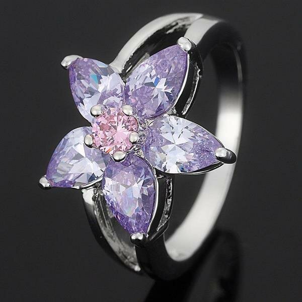 Ring Blte Saphir & Amethyst vergoldet im Etui Gr. 56 - Durchmesser 18,0 mm