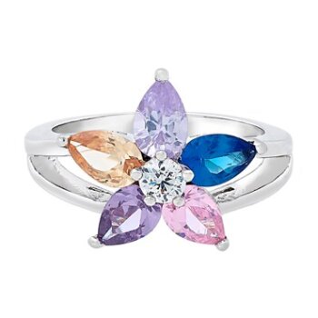 Ring Blüte Amethyst, Saphir, Tansanit & Topas...