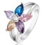 Ring Blüte Amethyst, Saphir, Tansanit & Topas vergoldet im Etui