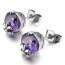 1 Paar Ohrstecker / Plug Fleur des Lis mit Amethyst  Edelstahl im Schmuck Beutel