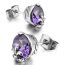 1 Paar Ohrstecker / Plug Fleur des Lis mit Amethyst  Edelstahl im Schmuck Beutel