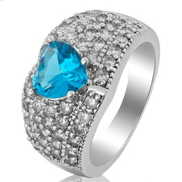 Ring Herz GLAM Aqua mit Weigold vergoldet im Etui Gr. 54 - Durchmesser 17,2 mm