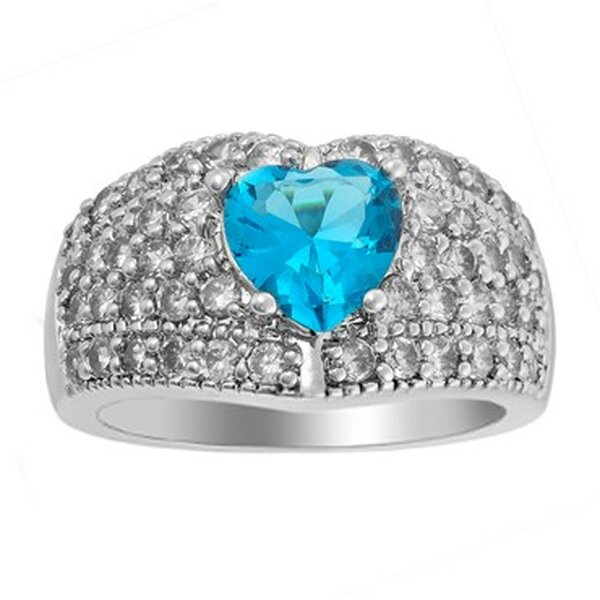 Ring Herz GLAM Aqua mit Weigold vergoldet im Etui Gr. 54 - Durchmesser 17,2 mm